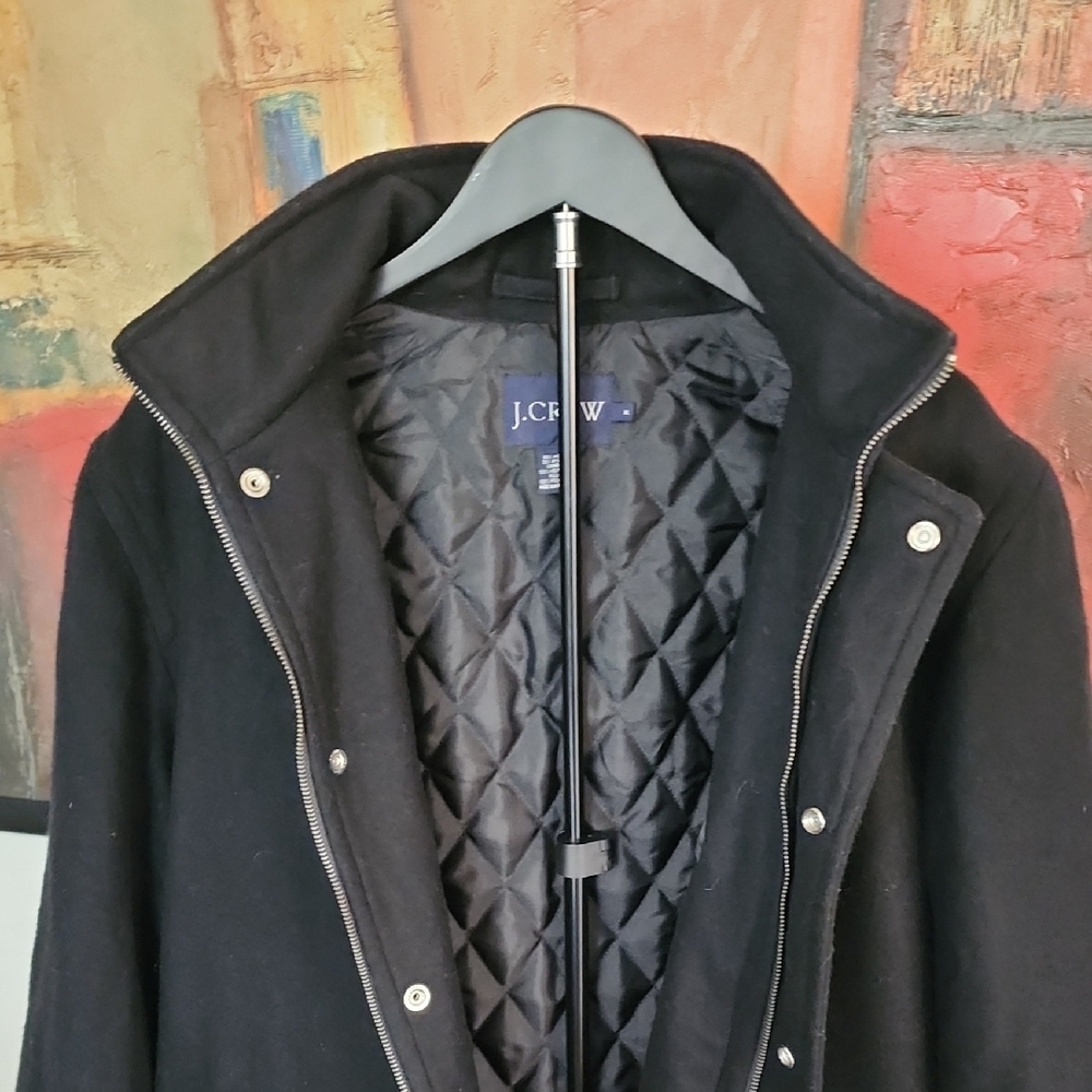 J.Crew Men’s Black Wool Trench Coat | Quilted Lined Hooded Jacket | Winter Essen - Picture 2 of 12
